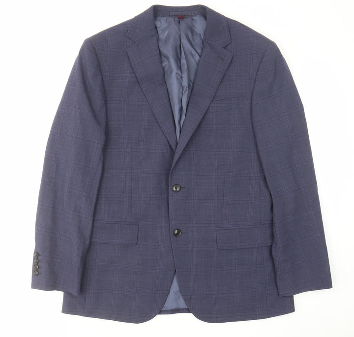 Marks and Spencer Mens Blue Check Wool Jacket Suit Jacket Size 40 Regular