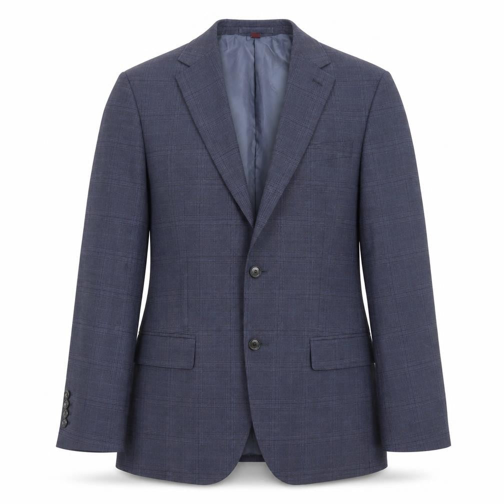 Front view of Marks & Spencer men’s blue check wool jacket suit jacket, size 40, regular