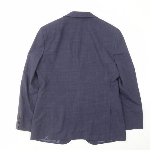 Marks and Spencer Mens Blue Check Wool Jacket Suit Jacket Size 40 Regular