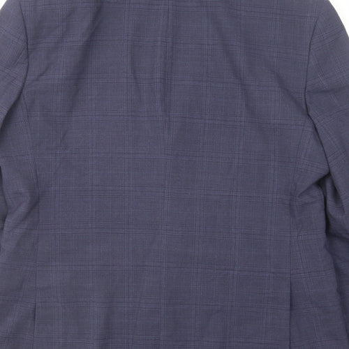 Marks and Spencer Mens Blue Check Wool Jacket Suit Jacket Size 40 Regular