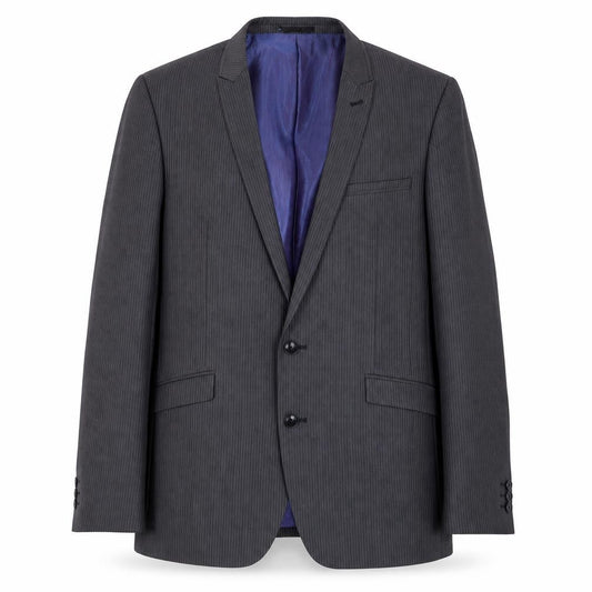 Front view of Next men’s grey striped polyester jacket suit jacket, size 44, regular