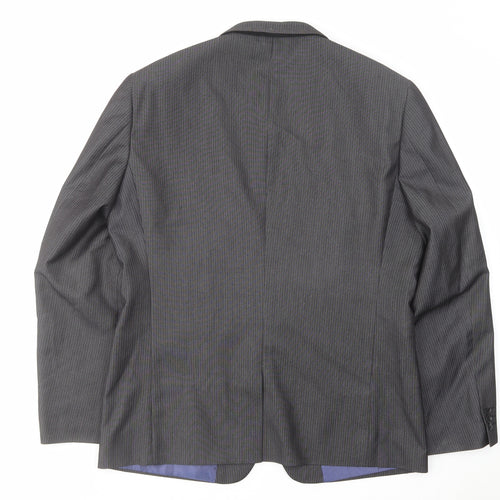 NEXT Mens Grey Striped Polyester Jacket Suit Jacket Size 44 Regular