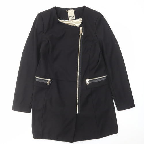 PBO Womens Black Overcoat Coat Size 8 Zip