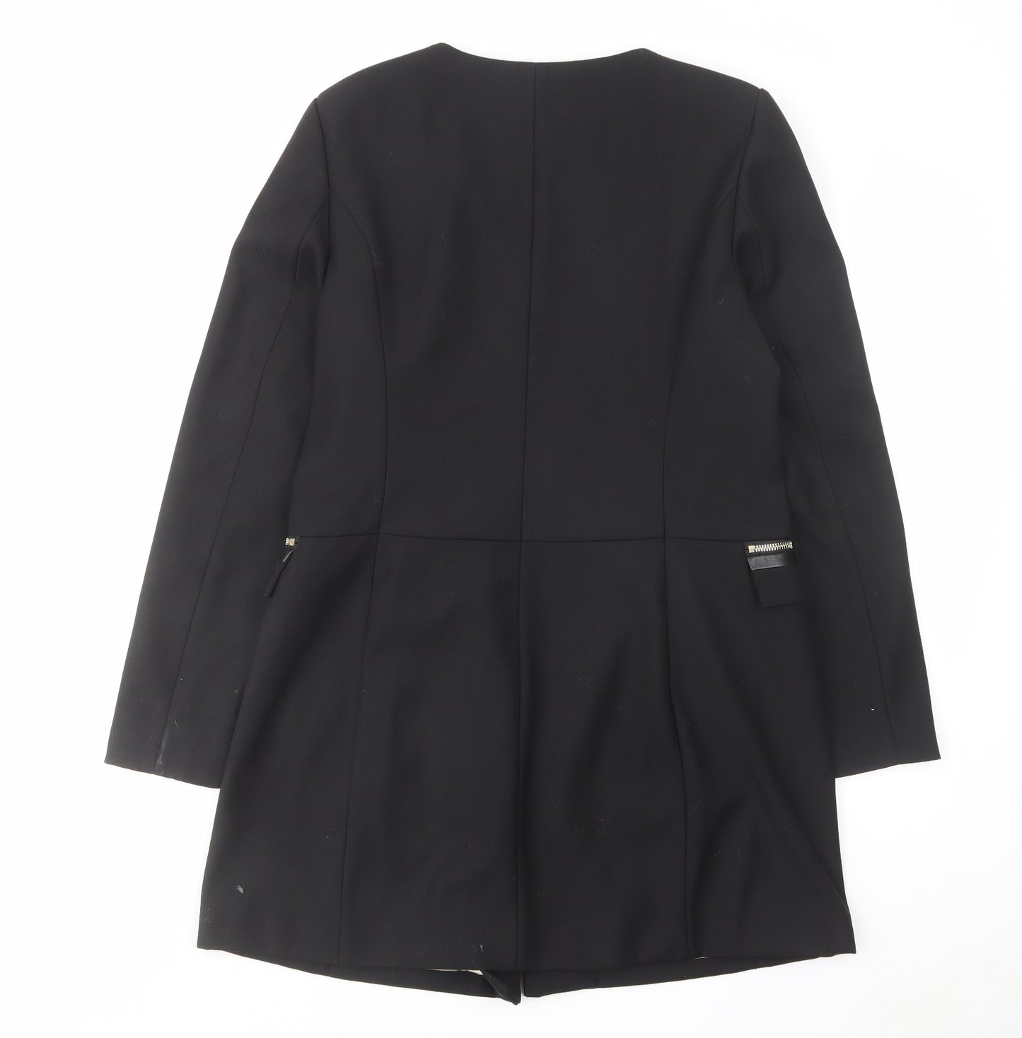 PBO Womens Black Overcoat Coat Size 8 Zip