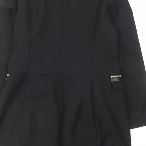 PBO Womens Black Overcoat Coat Size 8 Zip