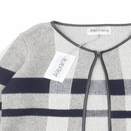 Alexandra Womens Grey Round Neck Plaid Acrylic Cardigan Jumper Size M