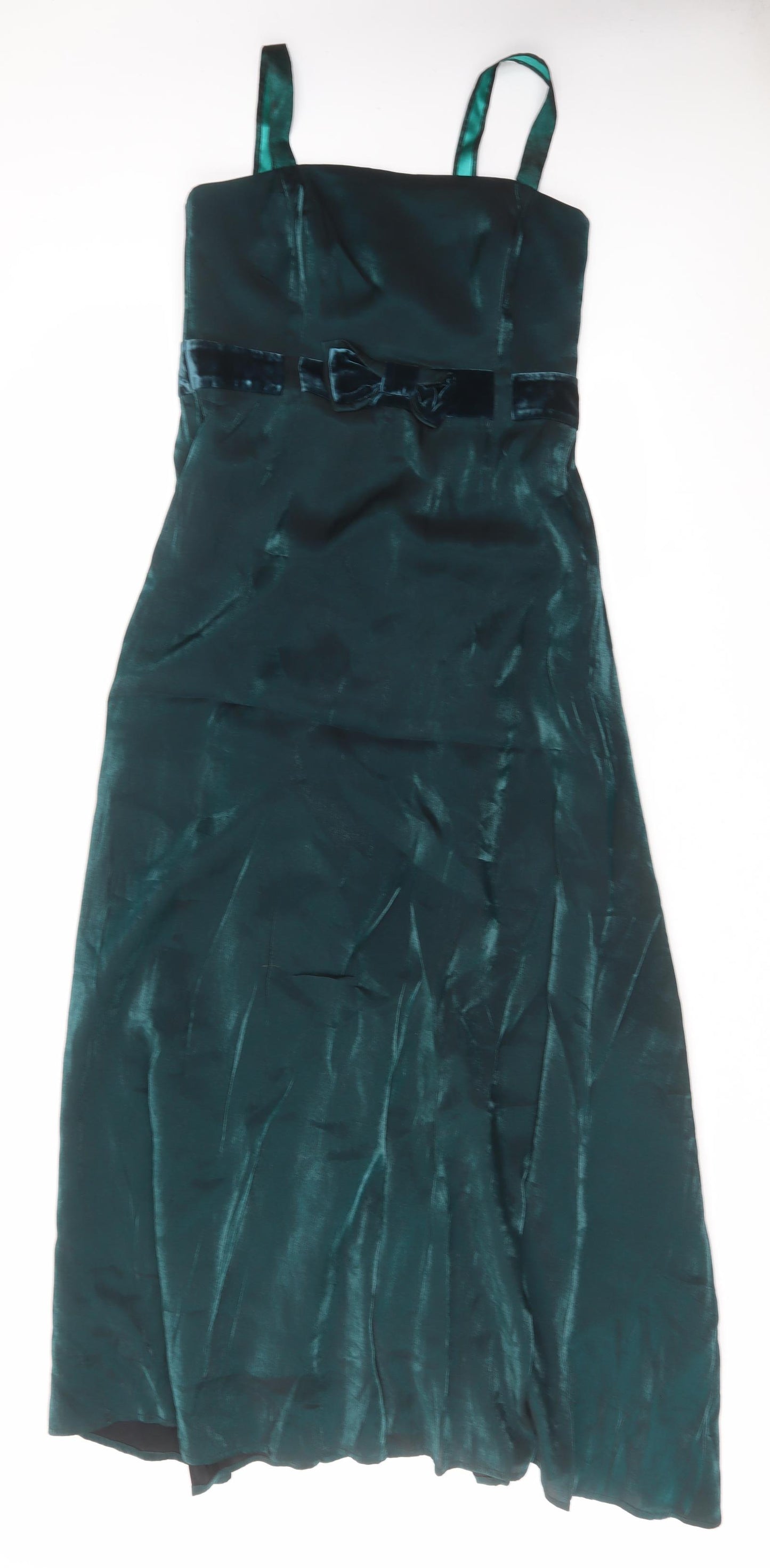 Alex & Co Womens Green Polyester A-Line Size 14 Square Neck Zip