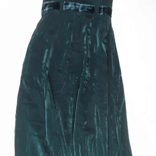 Alex & Co Womens Green Polyester A-Line Size 14 Square Neck Zip