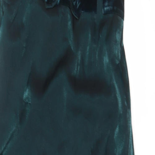 Alex & Co Womens Green Polyester A-Line Size 14 Square Neck Zip