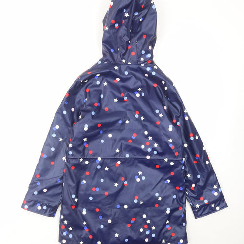 Joules Girls Blue Polka Dot Rain Coat Coat Size 9-10 Years Zip