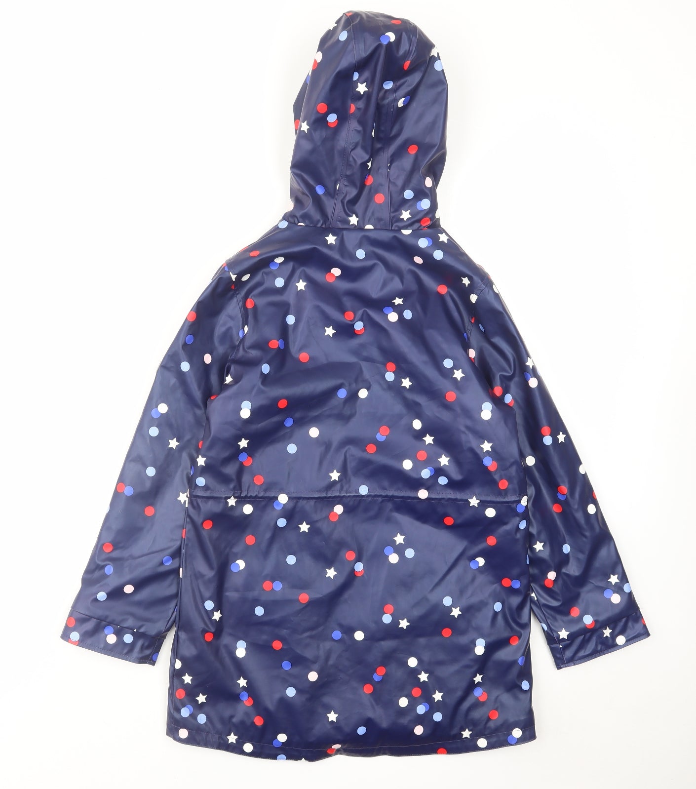 Joules Girls Blue Polka Dot Rain Coat Coat Size 9-10 Years Zip