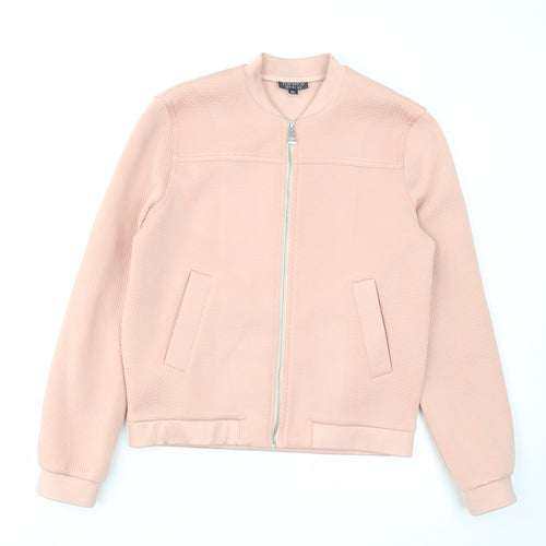 Topshop Womens Pink Herringbone Jacket Size 10 Zip