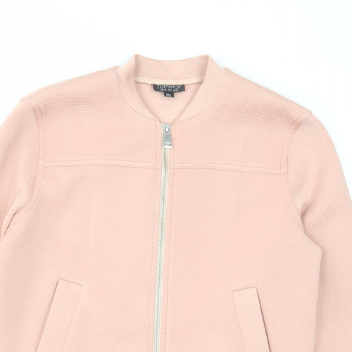 Topshop Womens Pink Herringbone Jacket Size 10 Zip