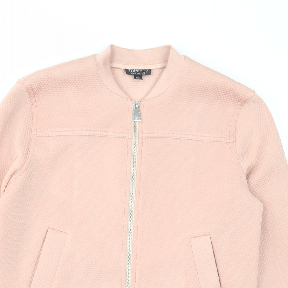 Topshop Womens Pink Herringbone Jacket Size 10 Zip