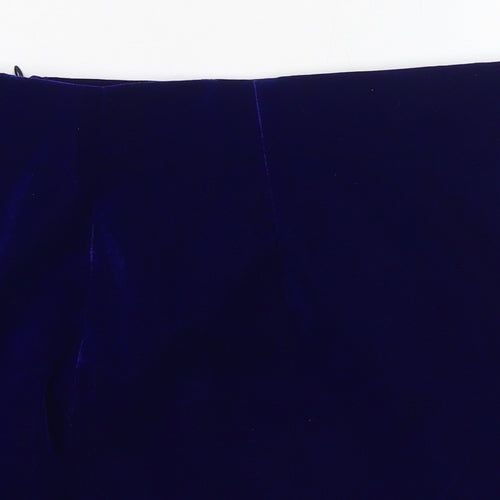 Zara Womens Blue Polyester A-Line Skirt Size L Zip
