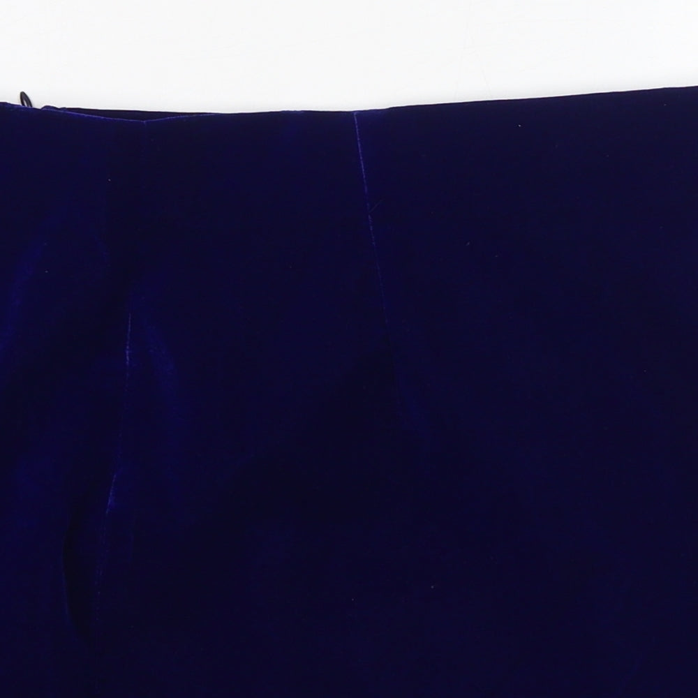 Zara Womens Blue Polyester A-Line Skirt Size L Zip