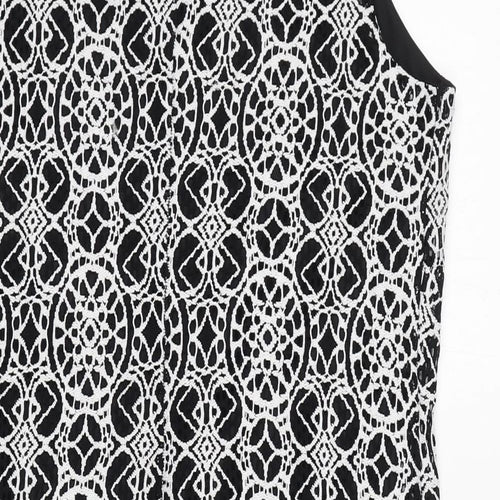 Roman Womens Black Geometric Polyimide Shift Size 12 Boat Neck Pullover