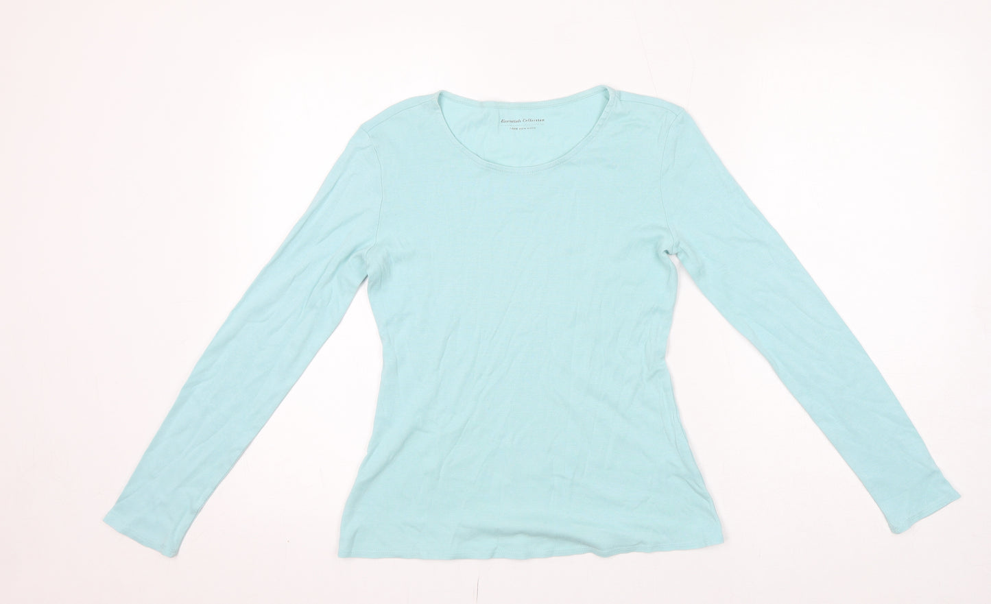 Marks and Spencer Womens Blue 100% Cotton Basic T-Shirt Size 10 Round Neck