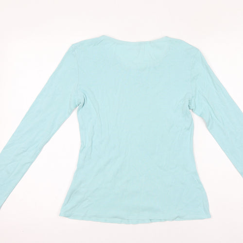 Marks and Spencer Womens Blue 100% Cotton Basic T-Shirt Size 10 Round Neck