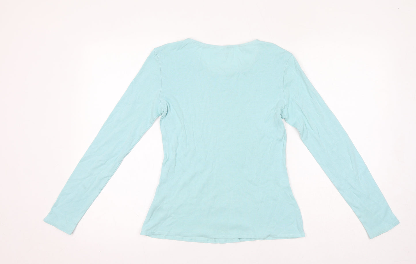 Marks and Spencer Womens Blue 100% Cotton Basic T-Shirt Size 10 Round Neck