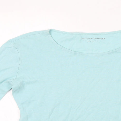 Marks and Spencer Womens Blue 100% Cotton Basic T-Shirt Size 10 Round Neck