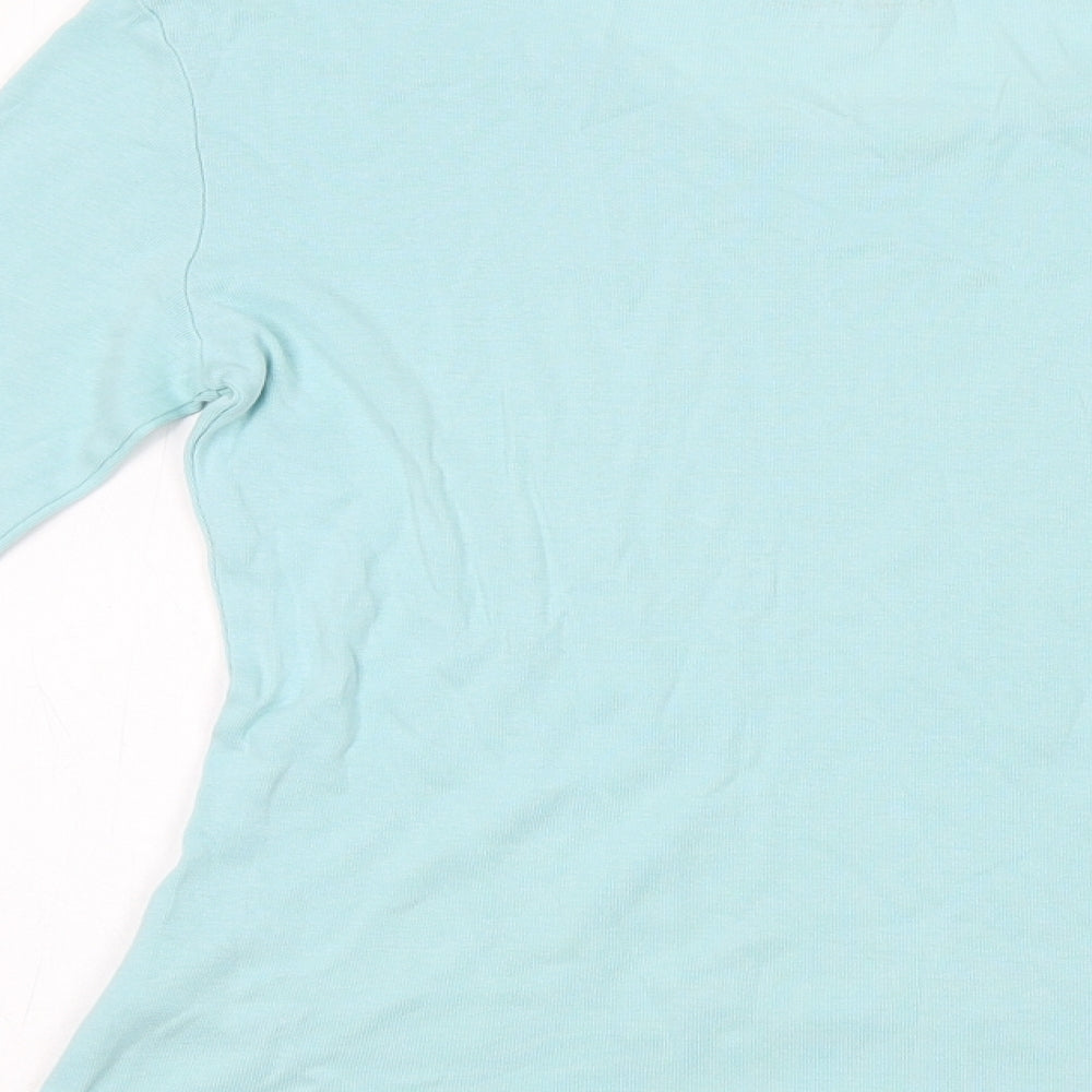 Marks and Spencer Womens Blue 100% Cotton Basic T-Shirt Size 10 Round Neck