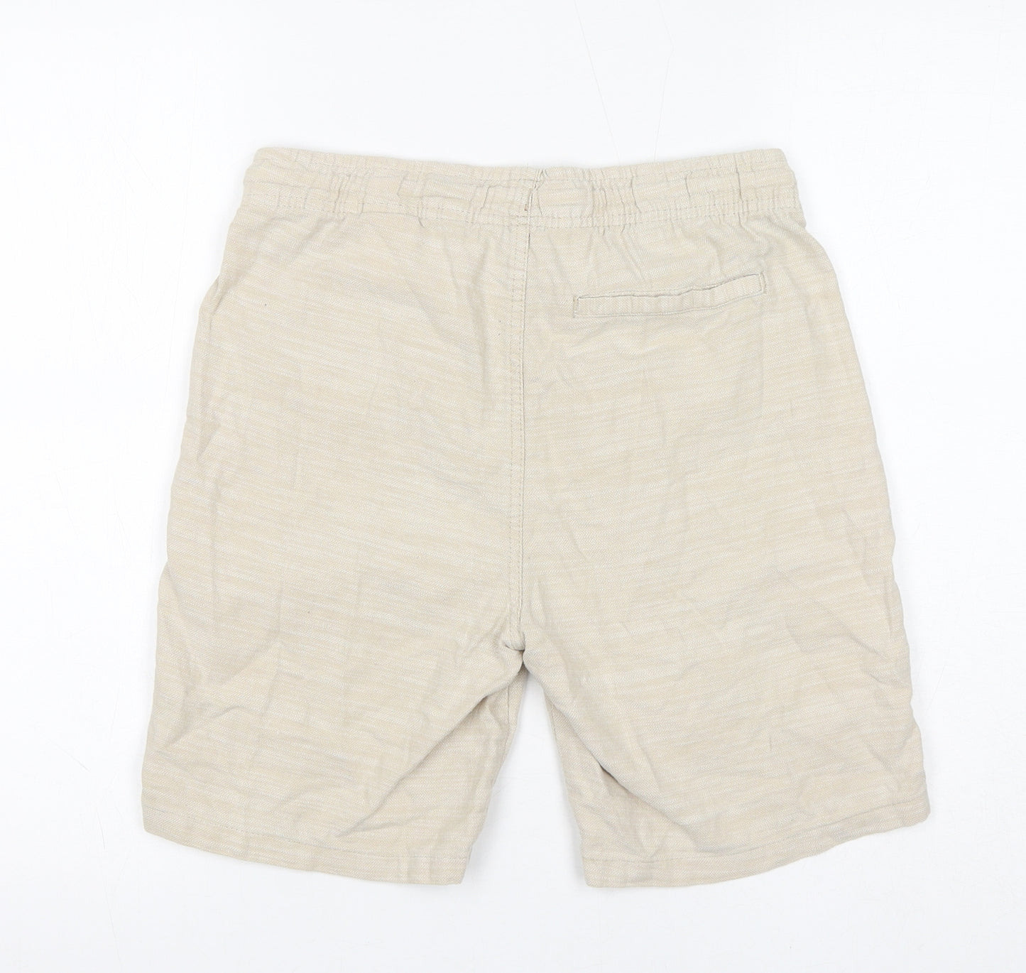 H&M Boys Ivory 100% Cotton Bermuda Shorts Size 12 Years L7 in Regular Drawstring