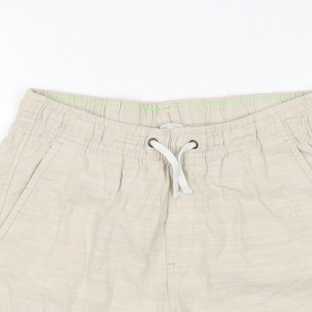 H&M Boys Ivory 100% Cotton Bermuda Shorts Size 12 Years L7 in Regular Drawstring