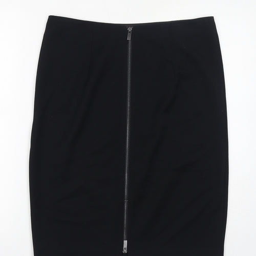Marks and Spencer Womens Black Polyester Straight & Pencil Skirt Size 14 Zip