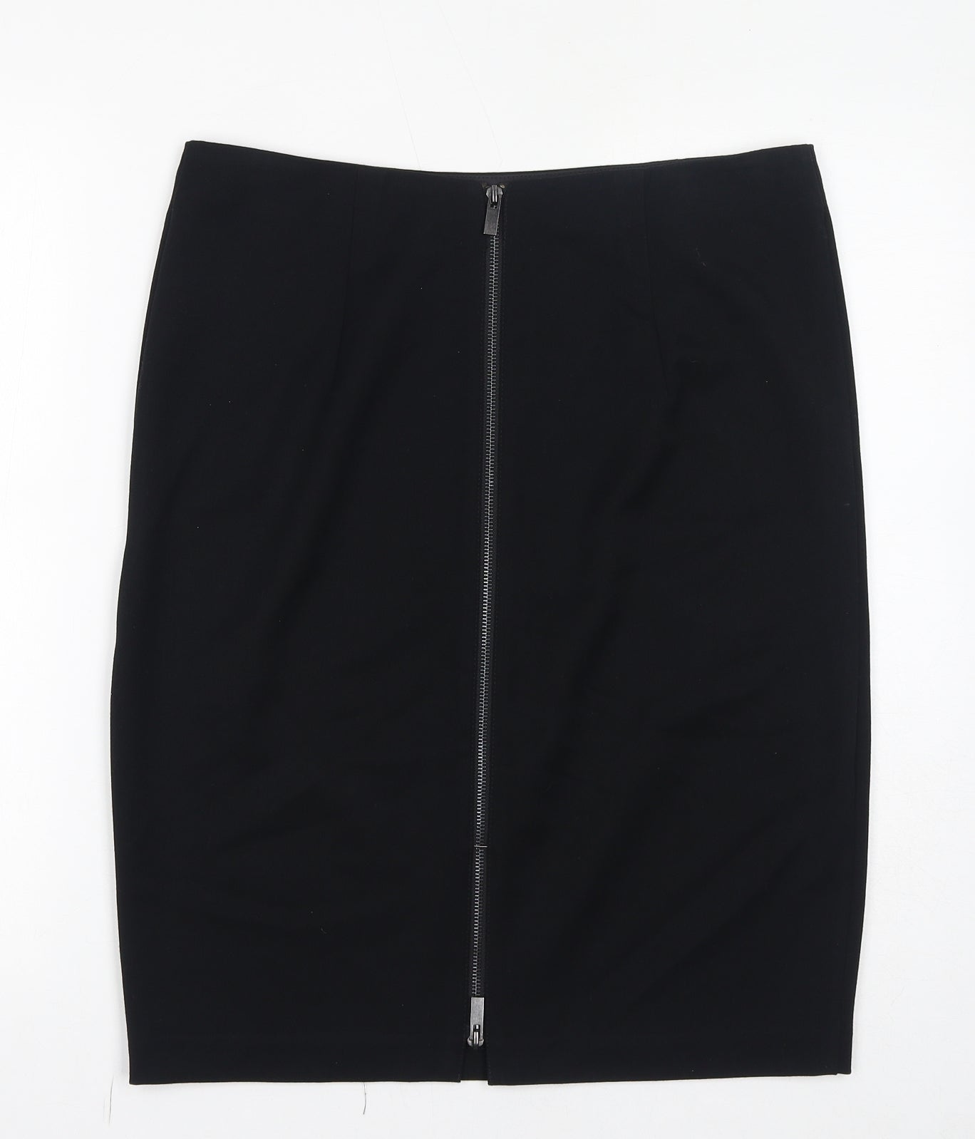Marks and Spencer Womens Black Polyester Straight & Pencil Skirt Size 14 Zip