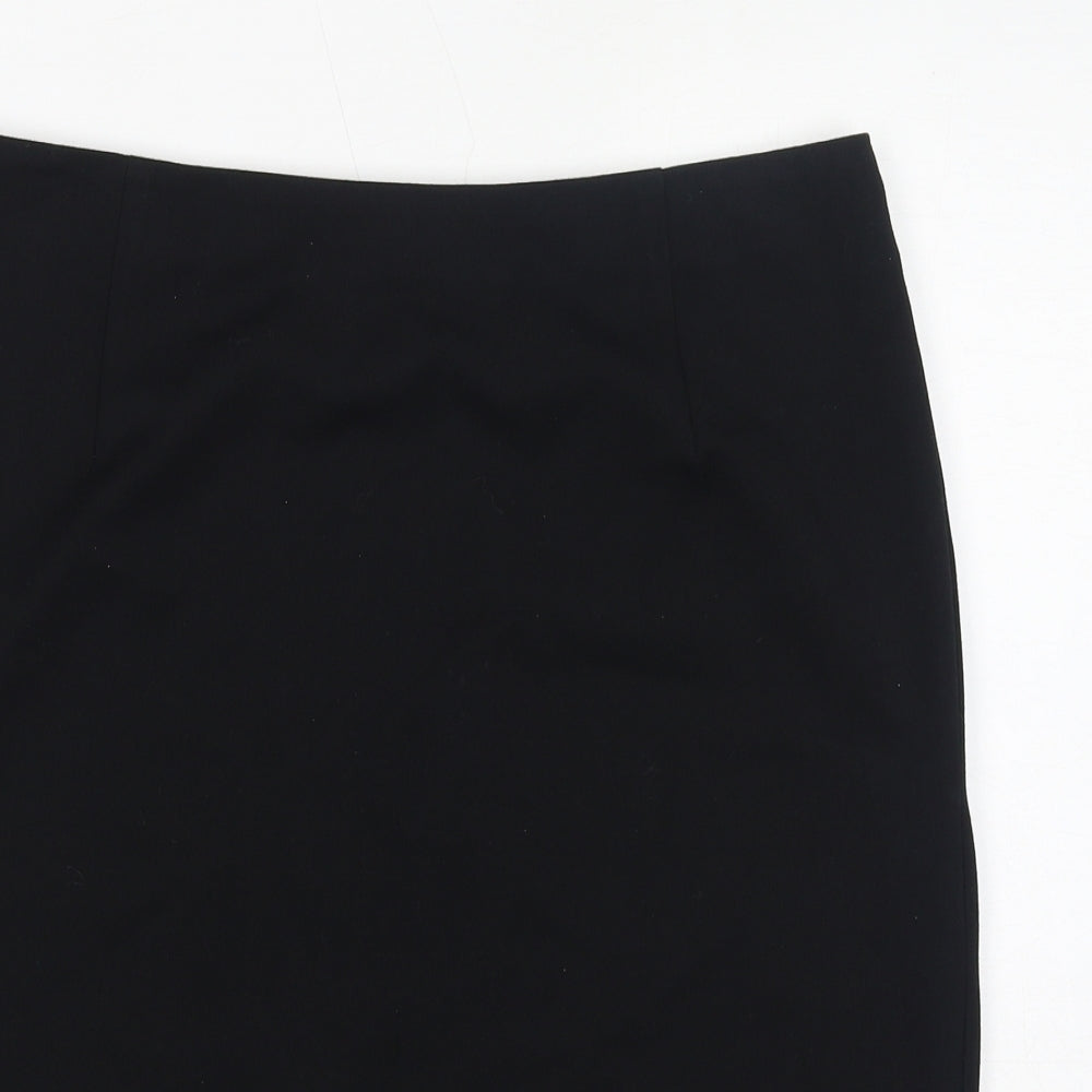 Marks and Spencer Womens Black Polyester Straight & Pencil Skirt Size 14 Zip
