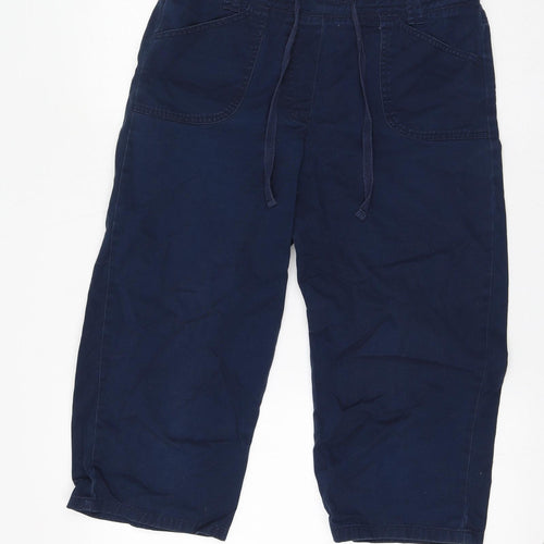 Cotton Traders Womens Blue Cotton Cargo Shorts Size 12 L19 in Regular Drawstring