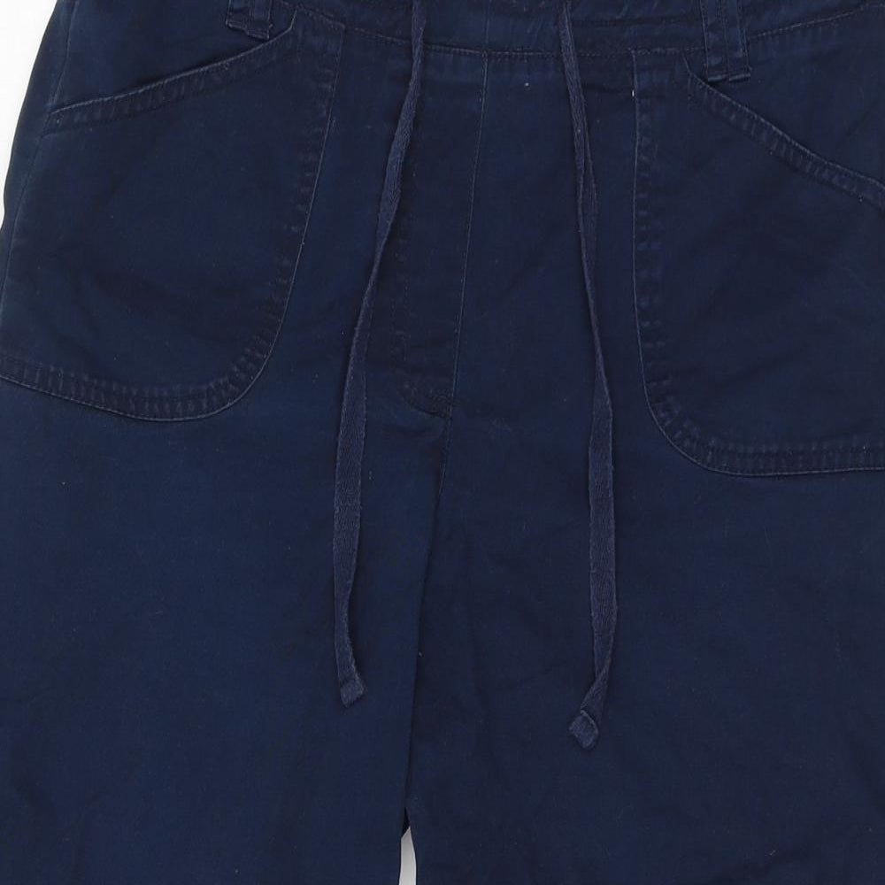Cotton Traders Womens Blue Cotton Cargo Shorts Size 12 L19 in Regular Drawstring