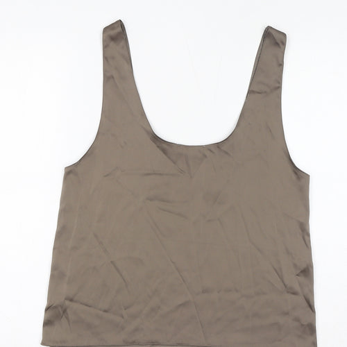 Zara Womens Brown Polyester Basic Tank Size M Scoop Neck