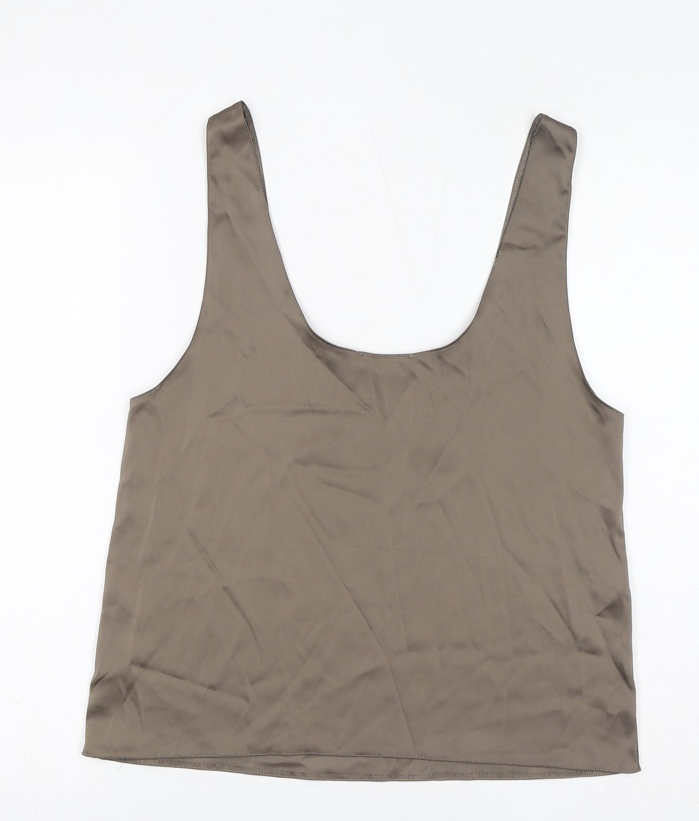 Zara Womens Brown Polyester Basic Tank Size M Scoop Neck