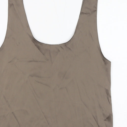 Zara Womens Brown Polyester Basic Tank Size M Scoop Neck