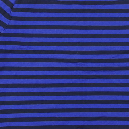 Crew Clothing Womens Blue Striped 100% Cotton Basic T-Shirt Size 12 Boat Neck