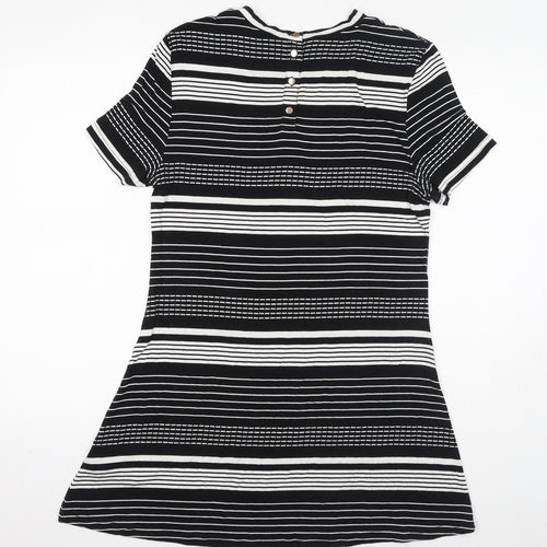Dorothy Perkins Womens Black Striped Viscose Mini Size 12 Round Neck Pullover