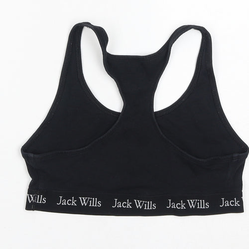 Jack Wills Womens Black Cotton Cropped Tank Size 12 Round Neck