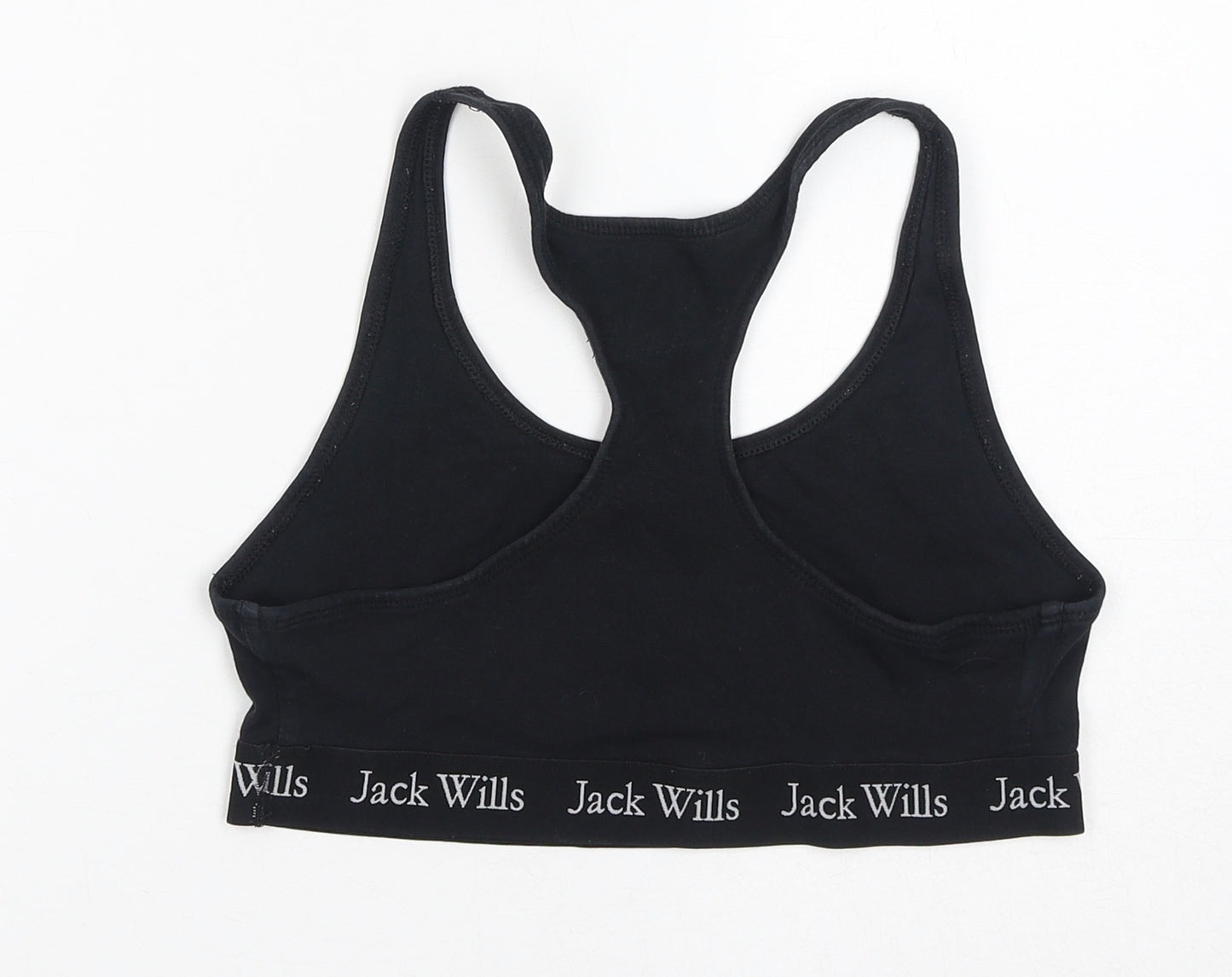 Jack Wills Womens Black Cotton Cropped Tank Size 12 Round Neck