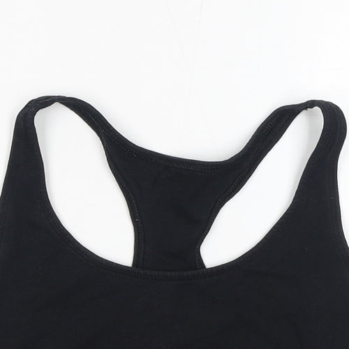 Jack Wills Womens Black Cotton Cropped Tank Size 12 Round Neck