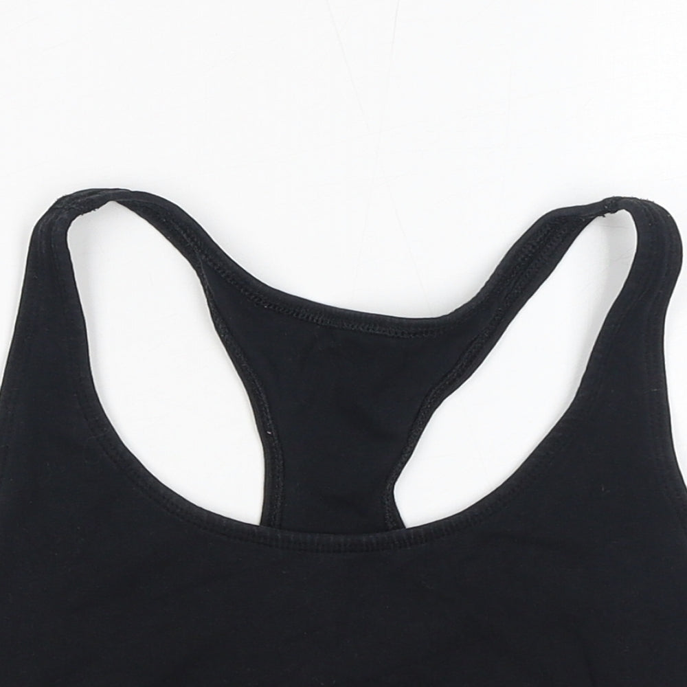 Jack Wills Womens Black Cotton Cropped Tank Size 12 Round Neck