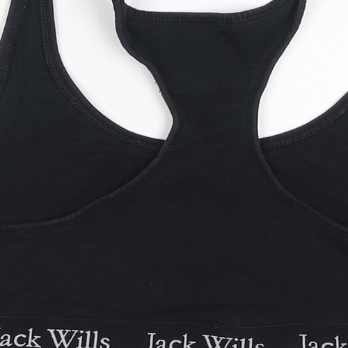 Jack Wills Womens Black Cotton Cropped Tank Size 12 Round Neck