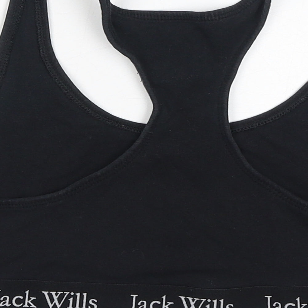 Jack Wills Womens Black Cotton Cropped Tank Size 12 Round Neck