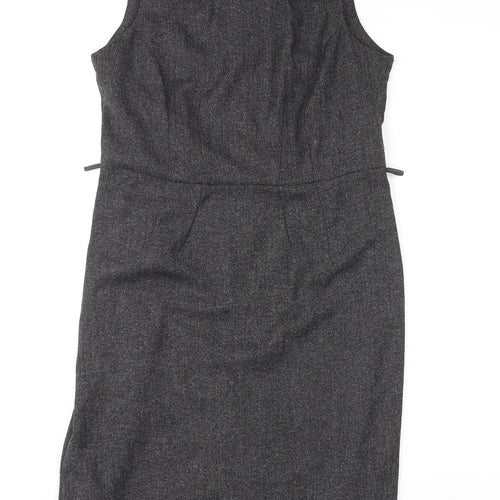 BHS Womens Grey Polyester Shift Size 12 Round Neck Zip