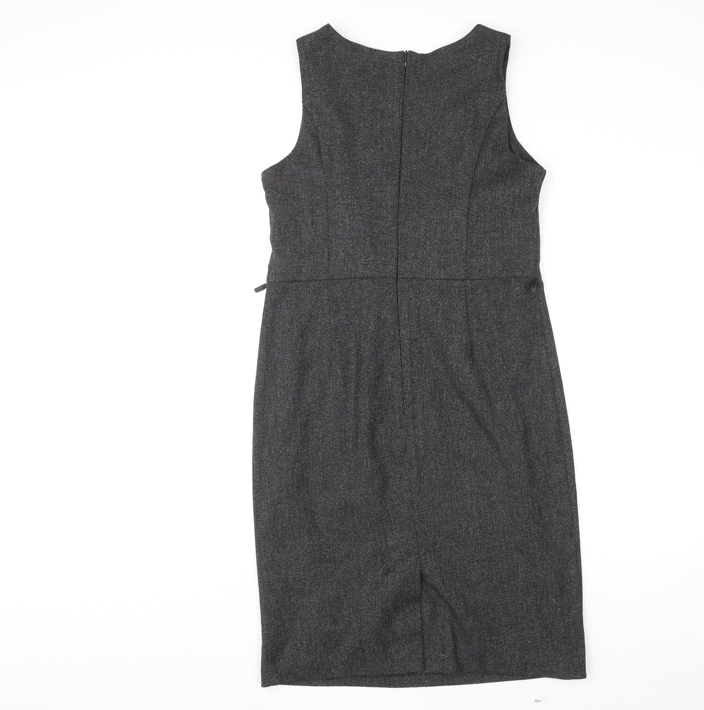 BHS Womens Grey Polyester Shift Size 12 Round Neck Zip