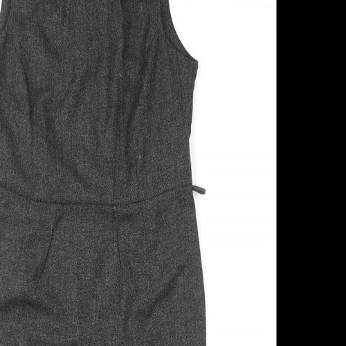 BHS Womens Grey Polyester Shift Size 12 Round Neck Zip
