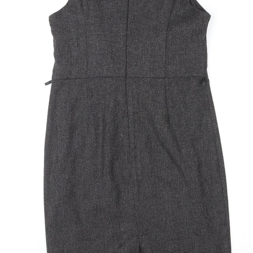BHS Womens Grey Polyester Shift Size 12 Round Neck Zip