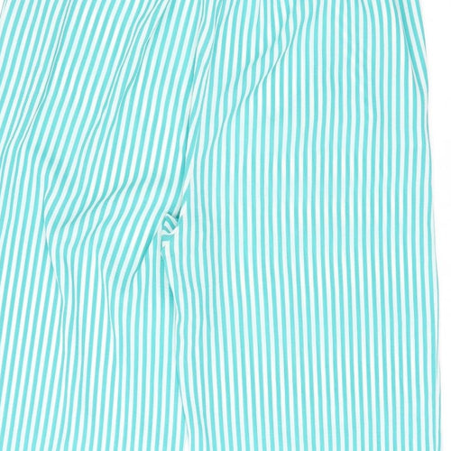 Only Womens Green Striped Polyester Trousers Size 12 L29 in Regular Tie