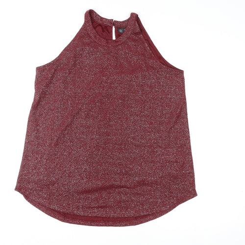 Avenue Womens Red Polyester Basic Tank Size 14 Round Neck